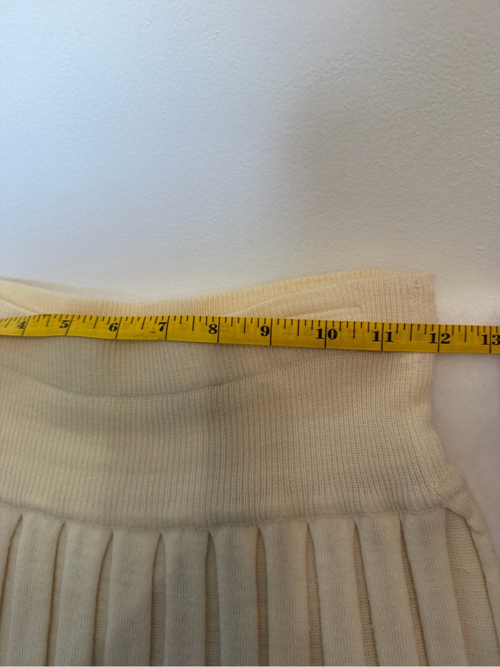 Vintage Liz Claiborne Cream Pleated Knit Maxi Skirt Lambswool Blend Medium - Picture 6 of 6